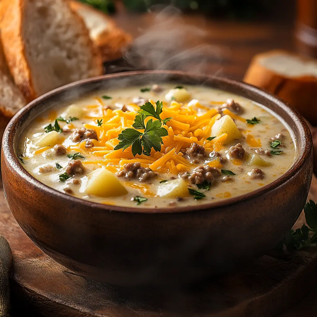 Crockpot Creamy Potato & Hamburger Soup