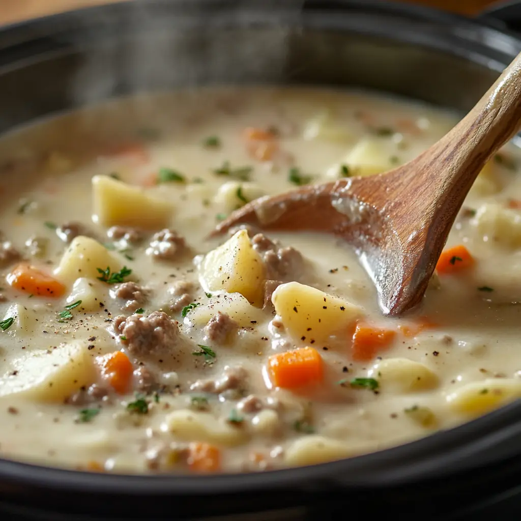 Crockpot Creamy Potato & Hamburger Soup ig
