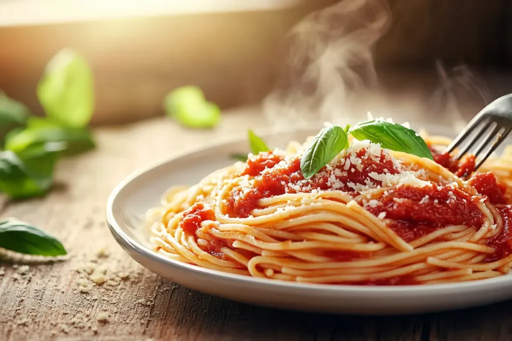 spaghetti and marinara sauce