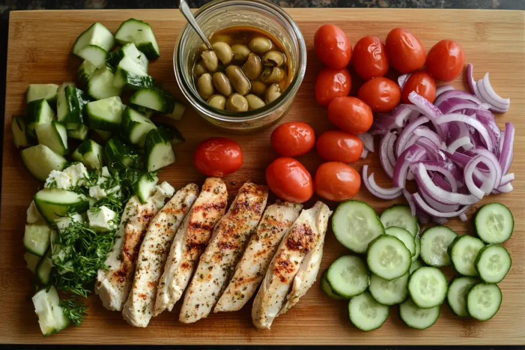 Greek Salad with Marinated Grilled Chicken