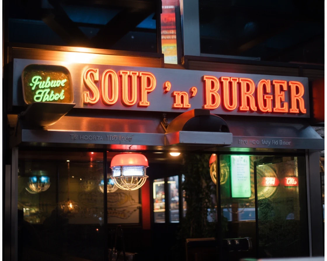 Cozy Soup 'n' Burger dish, featuring comforting cheeseburger soup and toppings.